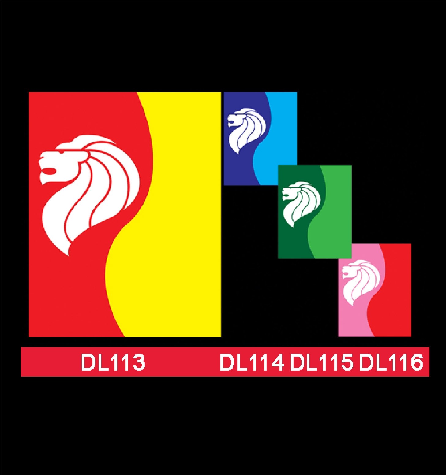 Double Colour Lion Head Flag DL113-DL116